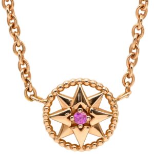 クリスチャン・ディオール Christian Dior ネックレス ローズ デヴァン メダリオン ピンクゴールド Dior Au750 18K ピンクサファイア 【中古】中古美品