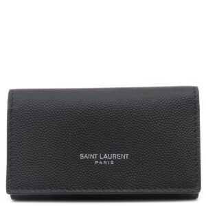 サンローラン SAINT LAURENT キーケース ロゴ レザー ブラック シルバー金具 黒 鍵入れ 4連 685557 【箱】 【中古】