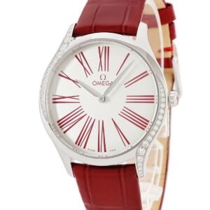 オメガ OMEGA デ ヴィル トレゾア 428.18.36.60.04.002 純正ダイヤ シルバー レッド レディース 腕時計クオーツ シルバー 【中古】