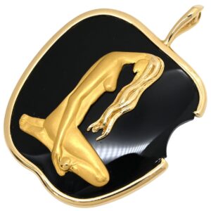 カレライカレラ Carrera y Carrera ペンダントトップ アダムとイブ アップルモチーフ イエローゴールド×ブラック Carrera y Carrera Au750 りんご 【中古】