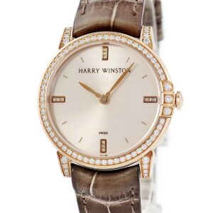 ハリーウィンストン Harry Winston ミッドナイト 450/LQ32RL.W1/D3.1 K18RG無垢 純正ダイヤ バー レディース 腕時計クオーツ ベージュ 【中古】