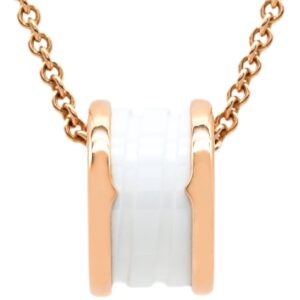 ブルガリ BVLGARI ネックレス ビーゼロワン ピンクゴールド×ホワイト B-zero1 Au750 18K 18金 白セラミック 346082 【修理証明書】 【中古】