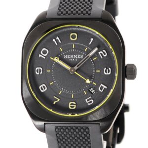 エルメス HERMES H08 SP1.741d 新品同様 チタン ブラック グレー エイチオーエイト デイト アラビア メンズ 腕時計自動巻き グレー 【中古】