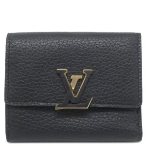 ルイヴィトン LOUIS VUITTON 三つ折り財布 ポルトフォイユ カプシーヌ XS レザー トリヨンレザー ノワール×ホットピンク ゴールド金具 黒 ピンク M68587 不明 【箱】 【中古】