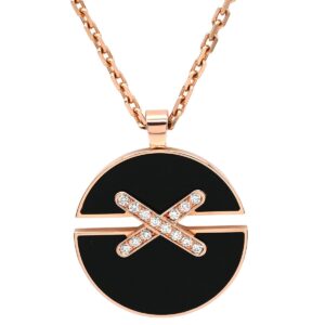 ショーメ CHAUMET ネックレス ジュ ドゥ リアン ハーモニー MM ブラック×ピンクゴールド メダル 750 18K PG ダイヤ オニキス 【中古】中古美品