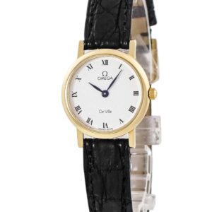 オメガ OMEGA デ ヴィル 7360.23 K18YG無垢 ホワイト 白 ローマン ポストヴィンテージ レディース 腕時計クオーツ ホワイト 【中古】中古美品