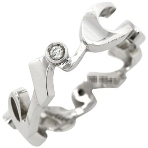 カルティエ Cartier リング 指輪 シグネチャー リング ホワイトゴールド #51 2004年クリスマス限定 Au750 18K 18金 3P 3石 3粒 ダイヤ ロゴ文字 11号 【中古】