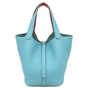 エルメス HERMES ハンドバッグ ピコタンロックMM エクラ トリヨンクレマンス スイフト ブルーデュノール×ルージュドゥクール シルバー金具 バイカラー D刻印 【保存袋】 【中古】