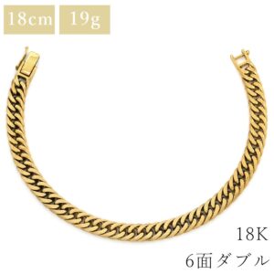 喜平 KIHEI ブレスレット K18 18金 18.0cm 19.8g 6面ダブル W K18YG イエローゴールド 造幣局検定マーク ※ショッピングローン対応していません 【中古】新品同様品