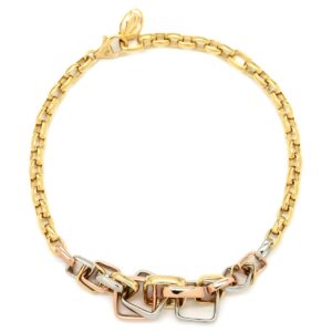 カルティエ Cartier ブレスレット トリニティ クッション イエローゴールドXピンクゴールドXホワイトゴールド スクエアモチーフ 3カラー 750 チェーン B6080818 【中古】