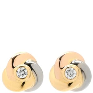 カルティエ Cartier ピアス ベビー トリニティ ホワイトゴールド×イエローゴールド×ピンクゴールド 1P 1石 1粒 ダイヤ 3連 Au750 18K 18金 3カラー B8027100 【中古】
