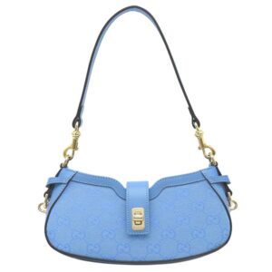 グッチ GUCCI ショルダーバッグ GGキャンバス ムーンサイド ミニ GGキャンバス レザー ライトブルー ゴールド金具 ワンショルダー 786035 【箱】 【中古】新品同様品
