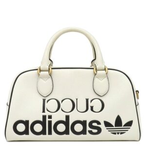 グッチ GUCCI ボストンバッグ adidasコラボ ミニ ボストン レザー ホワイト ヴィンテージ金具 白 黒 アディダス ショルダーストラップ欠品 702397 【中古】中古美品