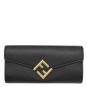 フェンディ FENDI 長財布 FFダイヤモンド コンチネンタルウォレット レザー ブラック ゴールド金具 黒 フラップ式 小銭入れ 8M0251 【箱】 【中古】中古美品