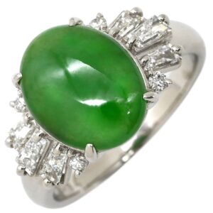 タサキ TASAKI リング 指輪 ヒスイ ジェイダイト ダイヤ グリーン×プラチナシルバー TASAKI 緑 プラチナ 翡翠 オーバルカボションカット 14.5号 10082877 【保証書】 【中古】中古品