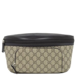 グッチ GUCCI ボディバッグ クロスボディバッグ GGスプリームキャンバス レザー ベージュ×ブラック シルバー金具 ウエストバッグ 黒 779843 【保存袋】 【中古】中古美品