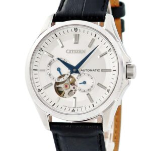 シチズン CITIZEN コレクション メカニカル オープンハート NP1011-08A OH済 スモールセコンド 青針 メンズ 腕時計自動巻き シルバー 【中古】