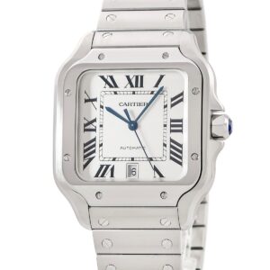カルティエ Cartier サントス ドゥ カルティエ LM WSSA0009 シルバー デイト 青針 スクエア メンズ 腕時計自動巻き シルバー 【中古】