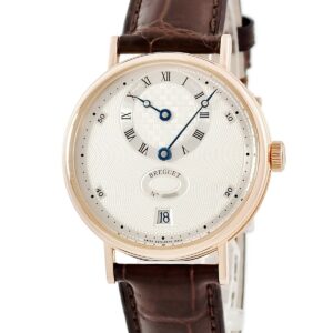 ブレゲ BREGUET クラシック レギュレーター 5187BR/15/986 K18PG無垢 ギョウシェ ブレゲ針 デイト メンズ 腕時計自動巻き シルバー 【中古】中古美品