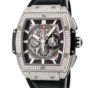 ウブロ HUBLOT スピリット オブ ビッグバン チタニウム パヴェ 601.NX.0173.LR.1704 純正ダイヤ デイト メンズ 腕時計自動巻き シルバー 【中古】中古美品