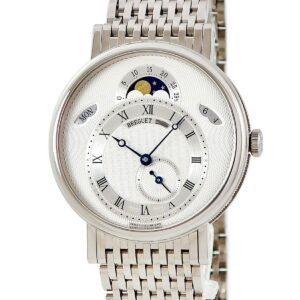 ブレゲ BREGUET クラシック ムーンフェイズ 7337BB/1E/BV0 K18WG無垢 ブレゲ針 コインエッジ ラウンド メンズ 腕時計自動巻き シルバー 【中古】