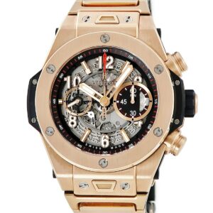 ウブロ HUBLOT ビッグバン ウニコ キングゴールド 411.OX.1180.OX K18KG無垢 クロノグラフ デイト メンズ 腕時計自動巻き シルバー 【中古】