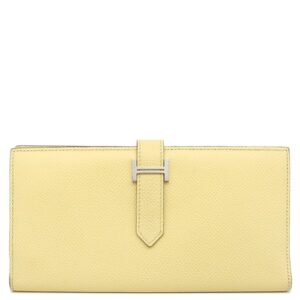 エルメス HERMES 長財布 ベアンスフレ ヴォーエプソン ジョーヌプッサン シルバー金具 二つ折り財布 T 【中古】中古美品