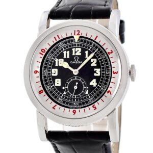 オメガ OMEGA ミュージアムコレクション パイロットウォッチ 5700.50.07 アビエーター 1938年 復刻 限定 メンズ 腕時計自動巻き ブラック 【中古】中古美品