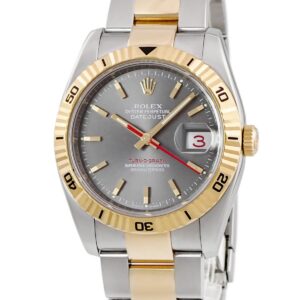 ロレックス ROLEX デイトジャスト 36 ターノグラフ 116263 F番 K18YG×SS コンビ バー 回転ベゼル 赤針 メンズ 腕時計自動巻き グレー 【中古】中古美品