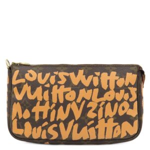 【★3％OFFクーポン】ルイヴィトン LOUIS VUITTON アクセサリーポーチ ポシェット アクセソワール モノグラムキャンバス モノグラムグラフィティ ピーチ ゴールド金具 グラフティ M92193 AR0031 【中古】中古品
