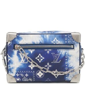 ルイヴィトン LOUIS VUITTON ショルダーバッグ ミニ ソフトトランク レザー ブルー シルバー金具 M20557 RFID 【保存袋】 【中古】