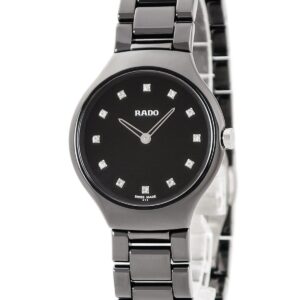 ラドー RADO トゥルー シンライン S R27742732 未使用 純正ダイヤ ハイテクセラミック レディース 腕時計クオーツ ブラック 【中古】未使用保管品
