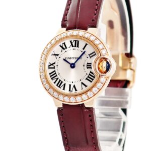 カルティエ Cartier バロンブルー ドゥ カルティエ WJBB0018 K18RG無垢 純正ダイヤ シルバー 青針 レディース 腕時計クオーツ シルバー 【中古】