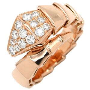 ブルガリ BVLGARI リング 指輪 セルペンティ ヴァイパー ダイヤモンド ピンクゴールド S 18K 750 PG パヴェ シングルコイル 9号 345206 【箱】 【中古】