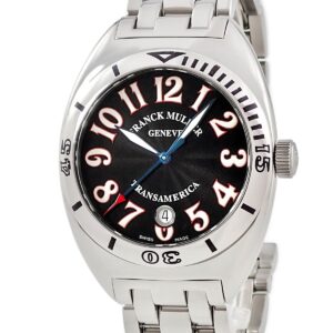 フランクミュラー FRANCK MULLER トランスアメリカ 2000SCP ブラック デイト ギョーシェ 青針 アラビア メンズ 腕時計自動巻き ブラック 【中古】中古美品