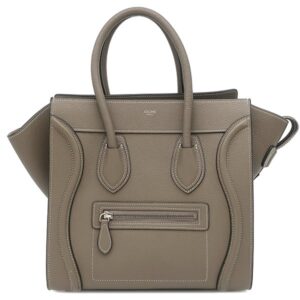 セリーヌ CELINE ハンドバッグ ラゲージ マイクロショッパー レザー スリ シルバー金具 グレージュ 189793 【保存袋】 【中古】中古美品