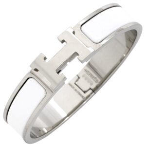 エルメス HERMES ブレスレット クリックH PM GP エナメル ホワイト×シルバー 白 Hブレス 【中古】