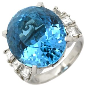 リング 指輪 ブルートパーズ ダイヤ プラチナシルバー 青 5号 【中古】