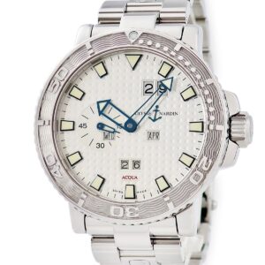 ユリスナルダン ULYSSE NARDIN アクア パーペチュアルカレンダー 333-88 シルバー 逆回転防止ベゼル 青針 メンズ 腕時計自動巻き シルバー 【中古】中古美品