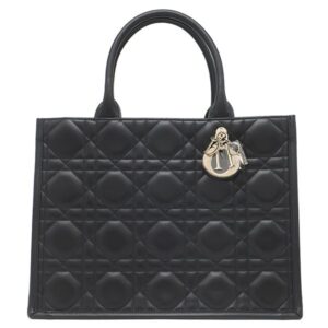 クリスチャン・ディオール Christian Dior 2WAYバッグ ブック トート バッグ ミディアム カーフ ブラック シャンパンゴールド金具 肩掛け カナージュ Book Tote 【保存袋】 【中古】新品同様品