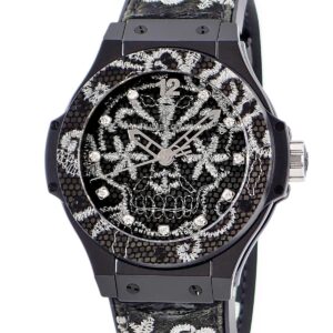 ウブロ HUBLOT ビッグバン ブロイダリー セラミック 343.CS.6570.NR.BSK16 純正ダイヤ 黒 スカル 限定 レディース 腕時計自動巻き ブラック 【中古】中古美品