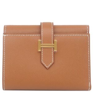 エルメス HERMES 三つ折り財布 ベアン コンビネ レザー ヴォーマダム ゴールド ゴールド金具 新品 未使用 茶 2025年製 K 【箱】 【中古】未使用保管品