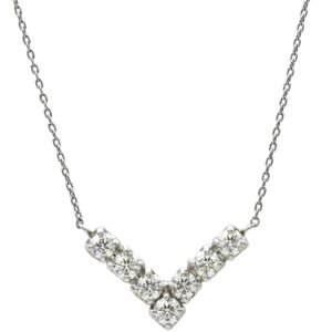 ネックレス ダイヤモンド プラチナシルバー Pt900 プラチナ 7P 7石 7粒 V字デザイン 両吊りタイプ 【中古】中古美品