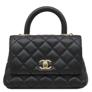 シャネル CHANEL 2WAYバッグ ココハンドル XXS キャビアスキン ブラック シャンパンゴールド金具 トップハンドル AS2215 ランダムシリアル 【箱】 【中古】新品同様品