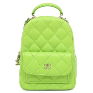 シャネル CHANEL 2WAYバッグ マトラッセ ミニ リュック キャビアスキン ライトグリーン シャンパンゴールド金具 ネオン チェーン ショルダー ランダムシリアル 【保存袋】 【中古】新品同様品