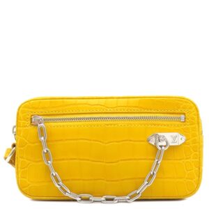 ルイヴィトン LOUIS VUITTON セカンドバッグ ポシェット ヴォルガ アリゲーター イエロー系 シルバー金具 黄 クラッチ ポーチ チェーン TR3270 【保存袋】 【中古】未使用保管品