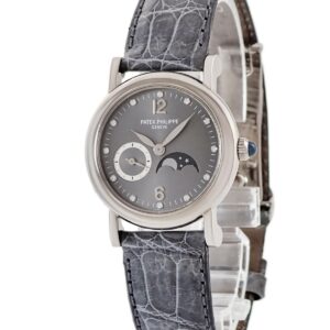 パテックフィリップ PATEK PHILIPPE カラトラバ コンプリケーション ムーンフェイズ 4857G-001 OH済 K18WG ダイヤ レディース 腕時計手巻き グレー 【中古】中古美品