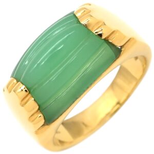 ブルガリ BVLGARI リング 指輪 トロンケット グリーン×イエローゴールド BVLGARI Au750 YG 18K 18金 カルセドニー 8.5号 【中古】中古美品