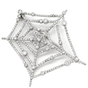 ブルガリ BVLGARI ブローチ 蜘蛛の巣モチーフ ダイヤ ホワイトゴールド スパイダーウェブ 18K WG 750 18金 【中古】中古美品