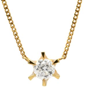 ネックレス ダイヤモンド 0.39ct ペンダント イエローゴールド 750 18K 1P 1粒 1石 ブリリアントカット 【中古】中古美品
